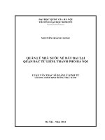 Quản lý Nhà nước về đất đai tại quận Bắc Từ Liêm, Thành phố Hà Nội