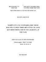 tóm tắt luận án  nghiên cứu các cơ sở khoa học nhằm bảo tồn và phát triển bền vững các loài quý hiếm thuộc chí tế tân ( asarum l  ) ở việt nam