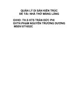 BÁO CÁO QUẢN LÝ DI SẢN KIẾN TRÚC NHÀ THỜ MẰNG LĂNG
