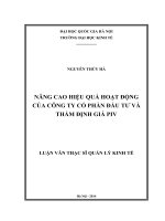 Nâng cao hiệu quả hoạt động của Công ty CP Đầu tư và Thẩm định giá PIV