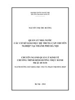 Quản lý nhà nước các cơ sở giáo dục hệ trung cấp chuyên nghiệp tại thành phố Hà Nội
