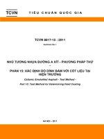 TIÊU CHUẨN NHŨ TƯƠNG NHỰA ĐƯỜNG AXIT TCVN 8817152011 XÁC ĐỊNH ĐỘ BÁM DÍNH VỚI CỐT LIỆU TẠI HIỆN TRƯỜNG