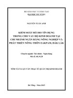 KIỂM SOÁT RỦI RO TÍN DỤNG TRONG CHO VAY HỘ KINH DOANH TẠI CHI NHÁNH NGÂN HÀNG NÔNG NGHIỆP VÀ PHÁT TRIỂN NÔNG THÔN EAKPAM, ĐẮK LẮK
