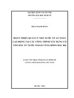 Hoàn thiện quản lý nhà nước về an toàn lao động tại các công trình xây dựng có vốn đầu tư nước ngoài vùng Đông Bắc Bộ