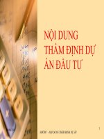 Thảo luận môn thẩm định dư án đầu tư: Nội dung thẩm định dự án đầu tư