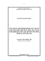 Ứng dụng mô hình DPSIR xây dựng chỉ thị môi trường khu du lịch suối khoáng Mỹ Lâm, huyện Yên Sơn, tỉnh Tuyên Quang