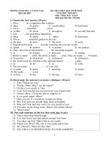 Đề thi học sinh giỏi Anh 8 (10-11) Duy Xuyên