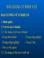 BÀI GIẢNG VI SINH VẬT,ĐẠI CƯƠNG VỀ VI SINH VẬT