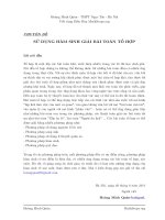 SỬ DỤNG HÀM SINH GIẢI BÀI TOÁN TỔ HỢP