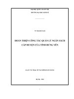 Hoàn thiện công tác quản lý ngân sách cấp huyện của tỉnh Hưng Yên