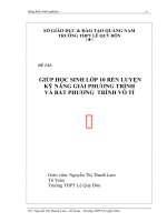 giúp học sinh  lớp 10 rèn luyện kỹ năng giải phương trình và bất phương trình vô tỷ