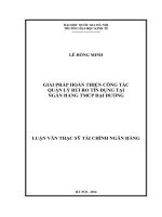 Giải pháp hoàn thiện công tác quản lý rủi ro tín dụng tại Ngân hàng TMCP Đại Dương