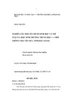 Nghiên cứu một số chỉ số sinh học và trí tuệ của học sinh trường trung học phổ thông Việt Yên số 1, tỉnh Bắc Giang