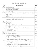 Đáp án đề thi môn Toán 12 chuyên đề lần 1
