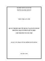 Quản trị rủi ro tín dụng tại Ngân hàng thương mại cổ phần Quân đội- Chi nhánh Tây Hà Nội