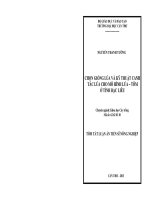 tóm tắt luận án chọn giống lúa và kỹ thuật canh tác lúa cho mô hình lúa - tôm ở tỉnh bạc liêu