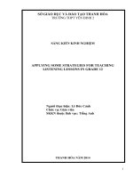 SÁNG KIẾN KINH NGHIỆM APPLYING SOME STRATEGIES FOR TEACHINGLISTENING LESSONS IN GRADE 12