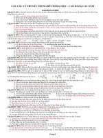 CÁC CÂU LÝ THUYẾT TRONG ĐỀ THI ĐAI HỌC - CAO ĐẲNG CÁC NĂM môn vật lý