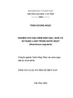 tóm tắt luận án nghiên cứu đặc điểm sinh học, nuôi và sử dụng luân trùng nước ngọt