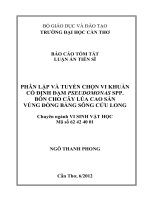 tóm tắt luận án phân lập và tuyển chon vi khuẩn cố định đạm pseudomonas spp bón cho cây lúa cao sản vùng đồng bằng sông cửu long