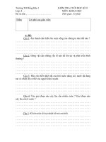 Đề kiểm tra cuối năm môn khoa học