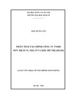 Phân tích tài chính Công ty TNHH một thành viên dịch vụ nhà ở và khu đô thị