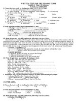 Đề thi HK II English 8 (mời tham khảo)