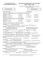 Đề thi thử THPT quốc gia môn tiếng anh năm 2015 trường THPT trần thị tâm, quảng trị