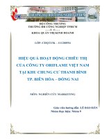 HIỆU QUẢ HOẠT ĐỘNG CHIÊU THỊ CỦA CÔNG TY ORIFLAME VIỆT NAM TẠI KHU CHUNG CƯ THANH BÌNH TP. BIÊN HÒA – ĐỒNG NAI