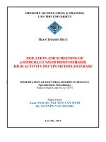 tóm tắt luận án isolation and screening of aspergillus niger biosynthesize high activity pectin methylesterase