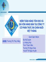 KIỂM TOÁN HÀNG tồn KHO và GIÁ vốn HÀNG bán tại CÔNG TY cổ PHẦN THỨC ăn CHĂN NUÔI VIỆT THẮNG