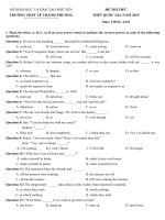Đề thi thử THPT Quốc gia 2015 môn Tiếng Anh trường THPT Lê Thành Phương, Phú Yên