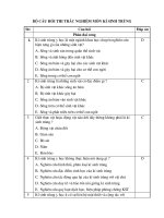 BỘ CÂU HỎI THI TRẮC NGHIỆM MÔN KÍ SINH TRÙNG