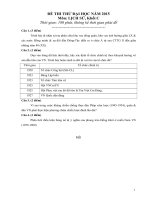 Đề thi thử THPT Quốc gia 2015 môn Lịch sử trường THPT Chuyên Huỳnh Mẫn Đạt, Kiên Giang
