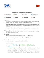 CÁC HÀM SỐ THÔNG DỤNG TRONG EXCEL