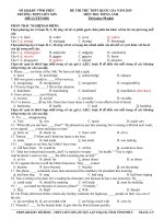 Đề thi thử THPT Quốc gia môn Tiếng Anh (Đề luyện số 40) trường THPT Liễn Sơn, Vĩnh Phúc