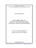Hoàn thiện công tác quản lý nhà nước tại huyện Tam Đảo, Tỉnh Vĩnh Phúc