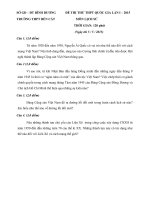 Đề thi thử THPT Quốc gia lần 1 năm 2015 môn Lịch sử trường THPT Bến Cát, Bình Dương