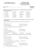 Bộ đề thi thử đại học môn Tiếng Anh trường THPT Đoàn Thượng, Hải Dương (Mã đề 202)