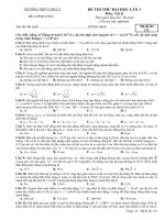 Đề thi thử Đại học môn Vật Lý trường THPT Cẩm Lý