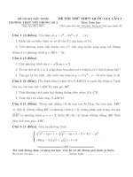 Đề thi thử Đại học môn Toán lần 1 năm 2015 trường THPT Yên Phong 2, Bắc Ninh