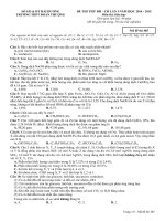 Đề thi thử THPT Quốc gia môn Hóa lần 1 năm 2015 trường THPT Đoàn Thượng, Hải Dương