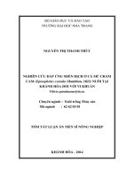 tóm tắt luận án Nghiên cứu đáp ứng miễn dịch của cá mú chấm cam Epinephelus coioides (Hamilton, 1822) nuôi tại Khánh Hòa đối với vi khuẩn Vibrio parahaemolyticus