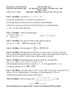 Đề thi thử Quốc gia lần 1 năm 2015 môn Toán trường THPT Đồng Thọ, Tuyên Quang