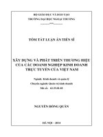 tóm tắt luận án xây DỰNG và PHÁT TRIỂN THƯƠNG HIỆU của các DOANH NGHIỆP KINH DOANH TRỰC TUYẾN của VIỆT NAM