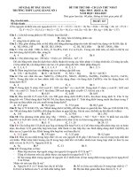 Đề thi thử Quốc gia lần 1 năm 2015 môn Hóa học trường THPT Lạng Giang số 1, Bắc Giang