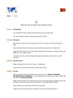 MỘT SỐ LỖI THƯỜNG GẶP TRONG EXCEL