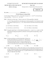 Đề thi thử THPT Quốc gia môn Vật lý năm 2015 trường THPT Lương Ngọc Quyến, Thái Nguyên