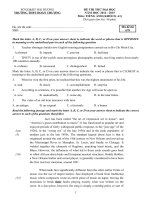 Bộ đề thi thử đại học môn Tiếng Anh trường THPT Đoàn Thượng, Hải Dương (Mã đề 678)