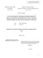 STATE MANAGEMENT TOWARDS INVESTMENT PROJECTS FROM STATE BUDGET FOR HIGHER EDUCATION, TRAINING AND POSTGRADUATE EDUCATION TRAINING IN VIETNAM